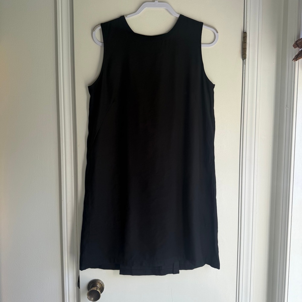 Lilla P Womens Black Sleeveless Split Back Shift Dress with Pockets Size S